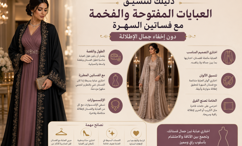 عباية مفتوحة أنيقة مع فستان سهرة فاخر