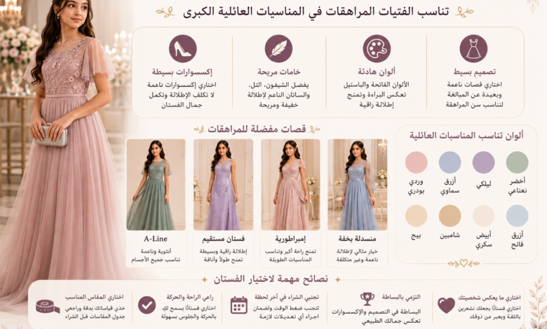 فساتين سهرة ناعمة للمراهقات بإطلالة أنيقة للمناسبات العائلية